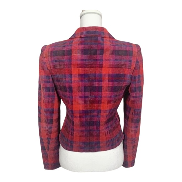 Carlisle Vintage Full Zip Wool Blend Red Plaid Collar Blazer Style Jacket Size 6 - Picture 3 of 6